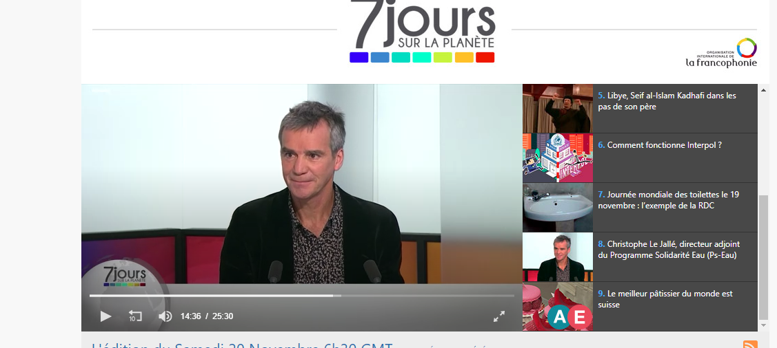 TV5 Monde - Reportage de Christophe Le-Jallé - Directeur adjoint Ps-Eau-Intervenant MS "Eau pour Tous"