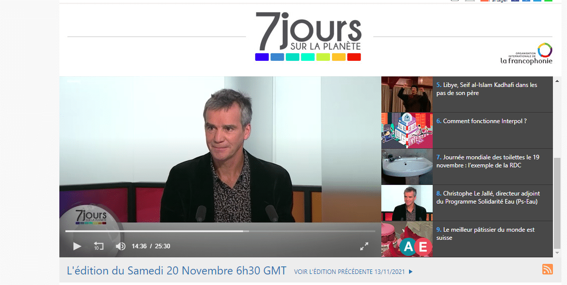 TV5 Monde – Reportage de Christophe Le-Jallé – Directeur adjoint Ps-Eau-Intervenant MS « Eau pour Tous »