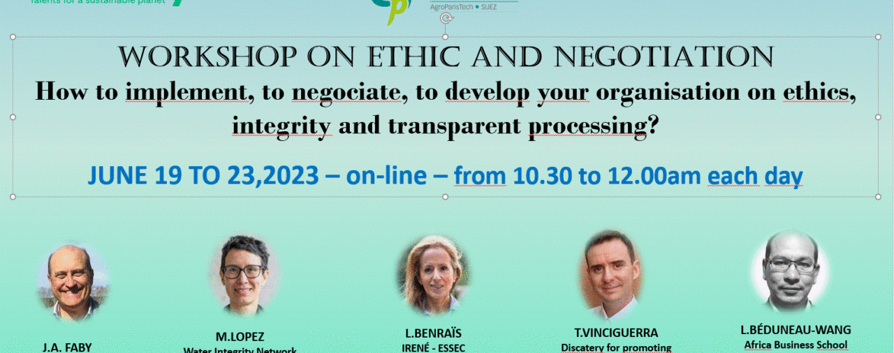 WORKSHOP ON ETHICS AND NEGOTIATION - ON LINE - FREE - JUNE 19 TO 23